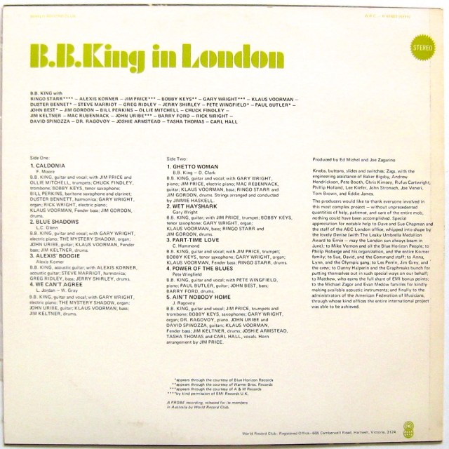 BB King London Back