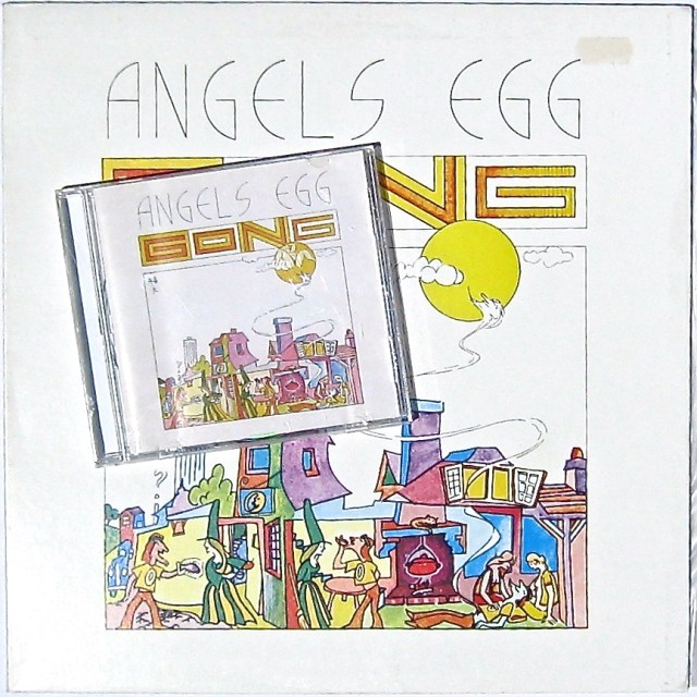 LP & CD of Gong's 1973 album. Play spot the difference and then comment on censorship in the Arts.