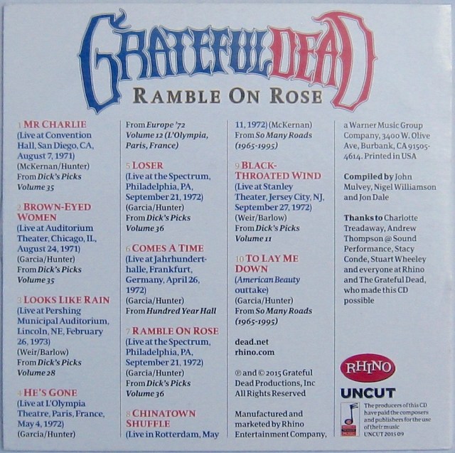 Grateful Dead Uncut CD back